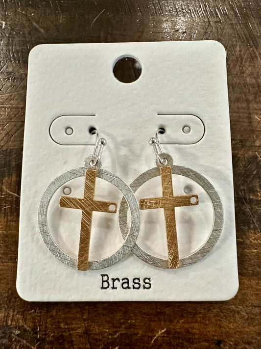 Cross Round Drop Earrings