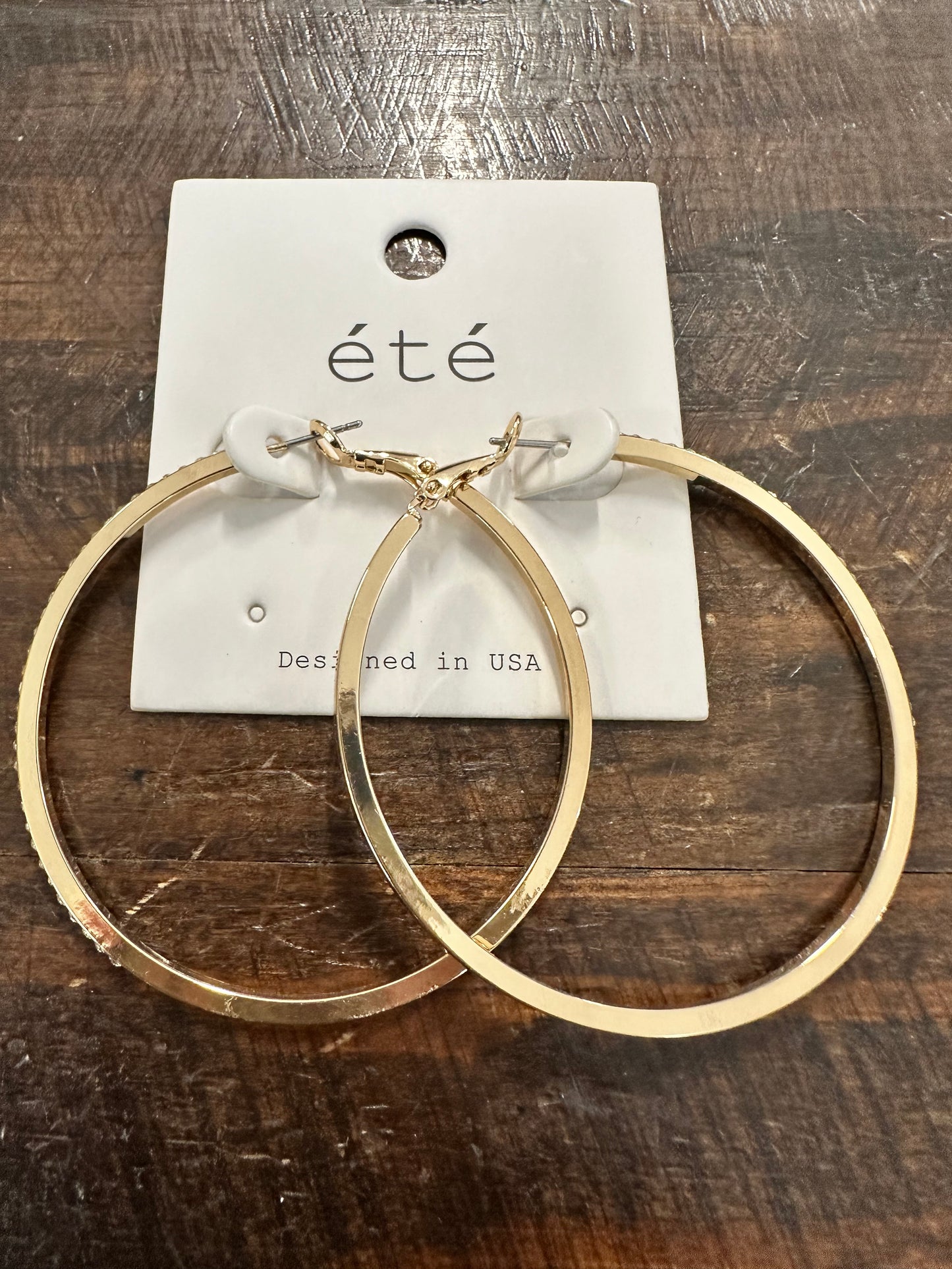 Gold Rhinestone Hoop Earrings