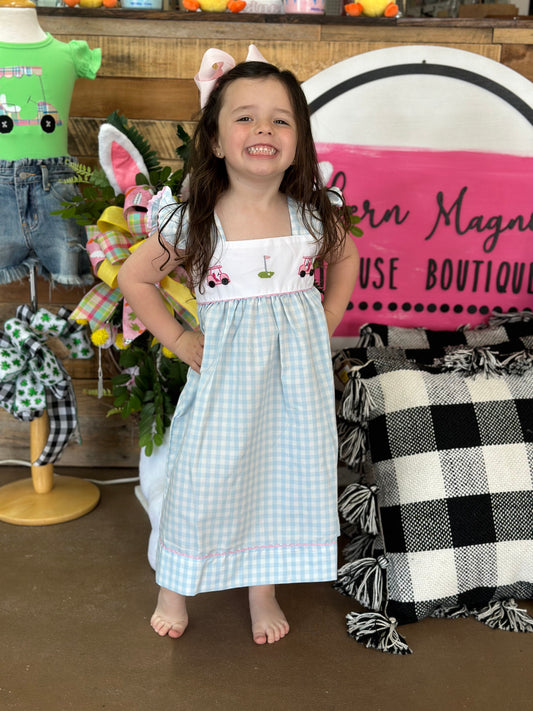 SD - Blue Gingham Golf Cart Dress