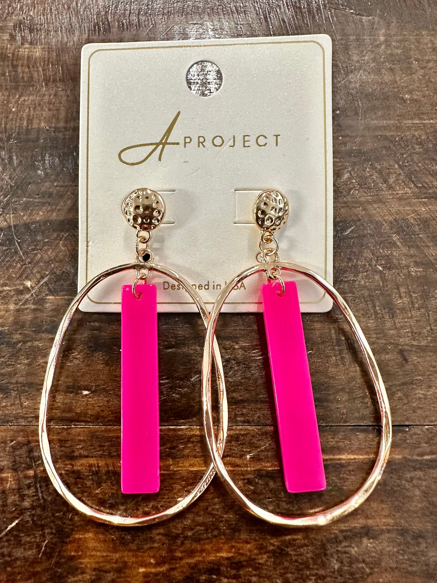 Acrylic Bar Metal Earrings