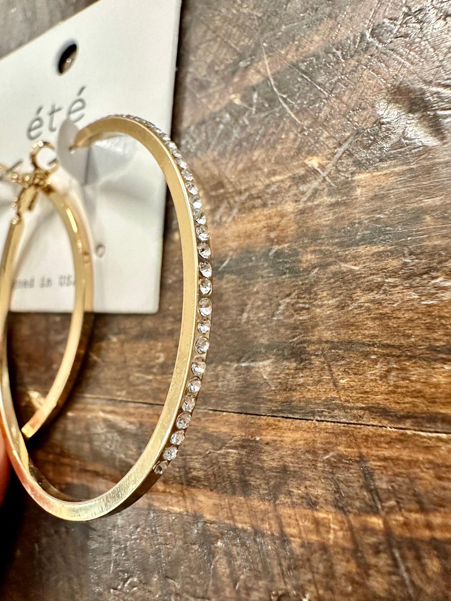 Gold Rhinestone Hoop Earrings