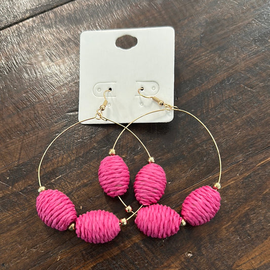 Raffia Balls Wire Earrings