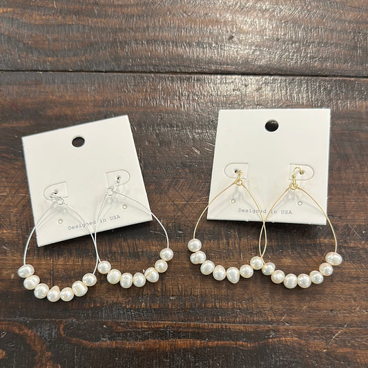 Pearl Bead Teardrop Earrings