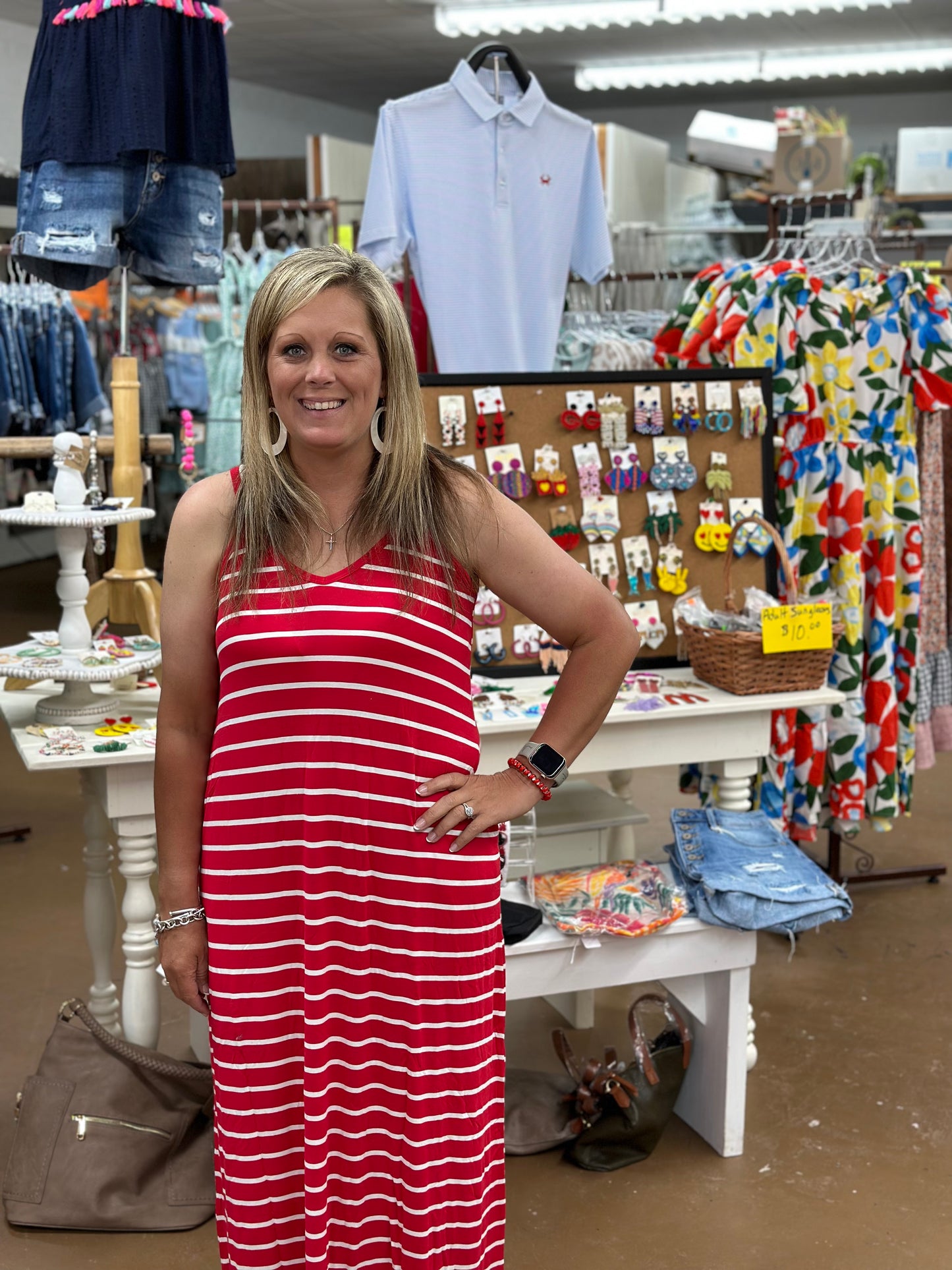 Zenana - Red/White Striped Maxi Dress