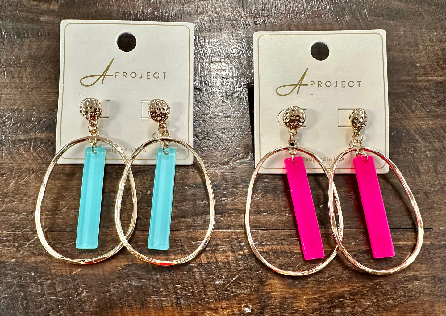 Acrylic Bar Metal Earrings