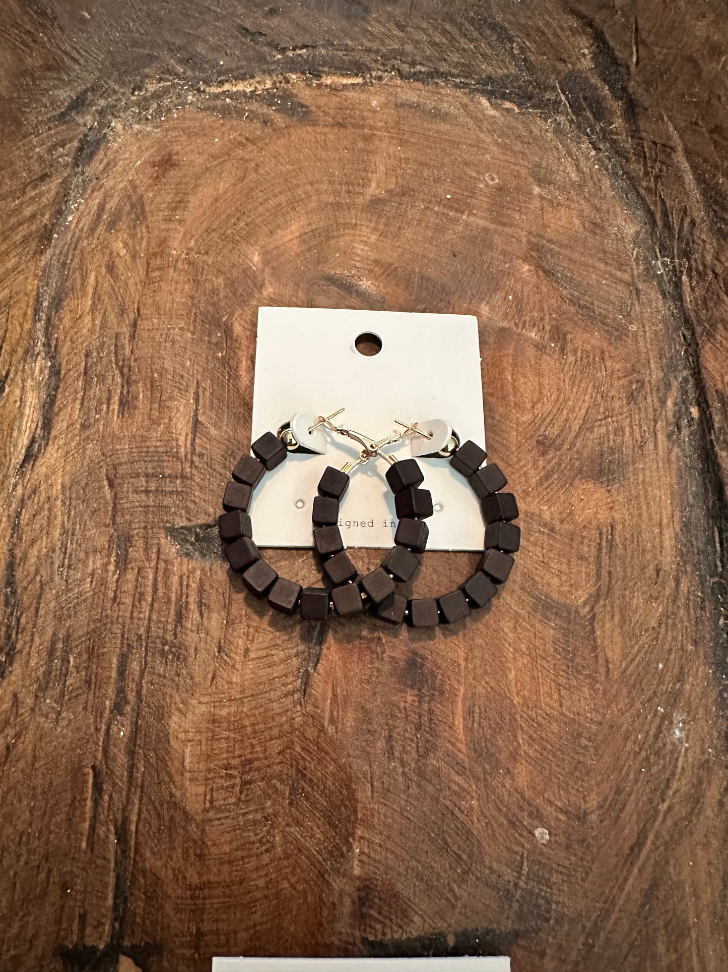 Color Block Bead Hoop Earrings