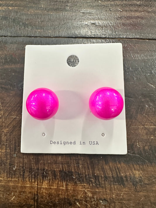 15mm Metallic Pink Ball Earrings