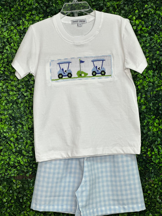 SD - Smocked Boys Golf Cart Shorts Set