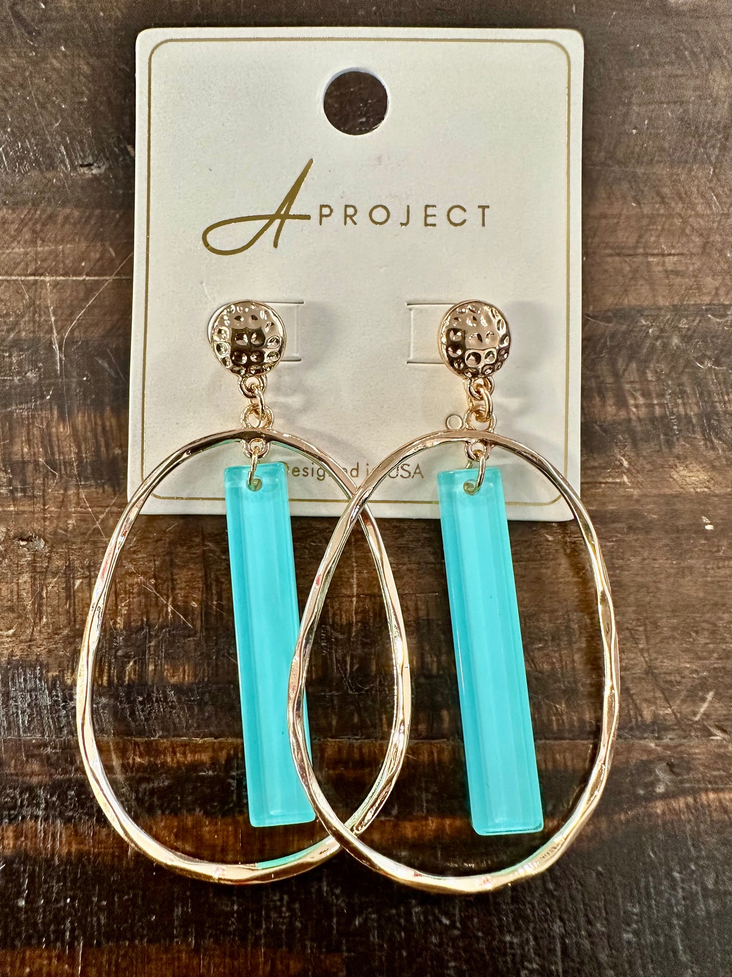 Acrylic Bar Metal Earrings