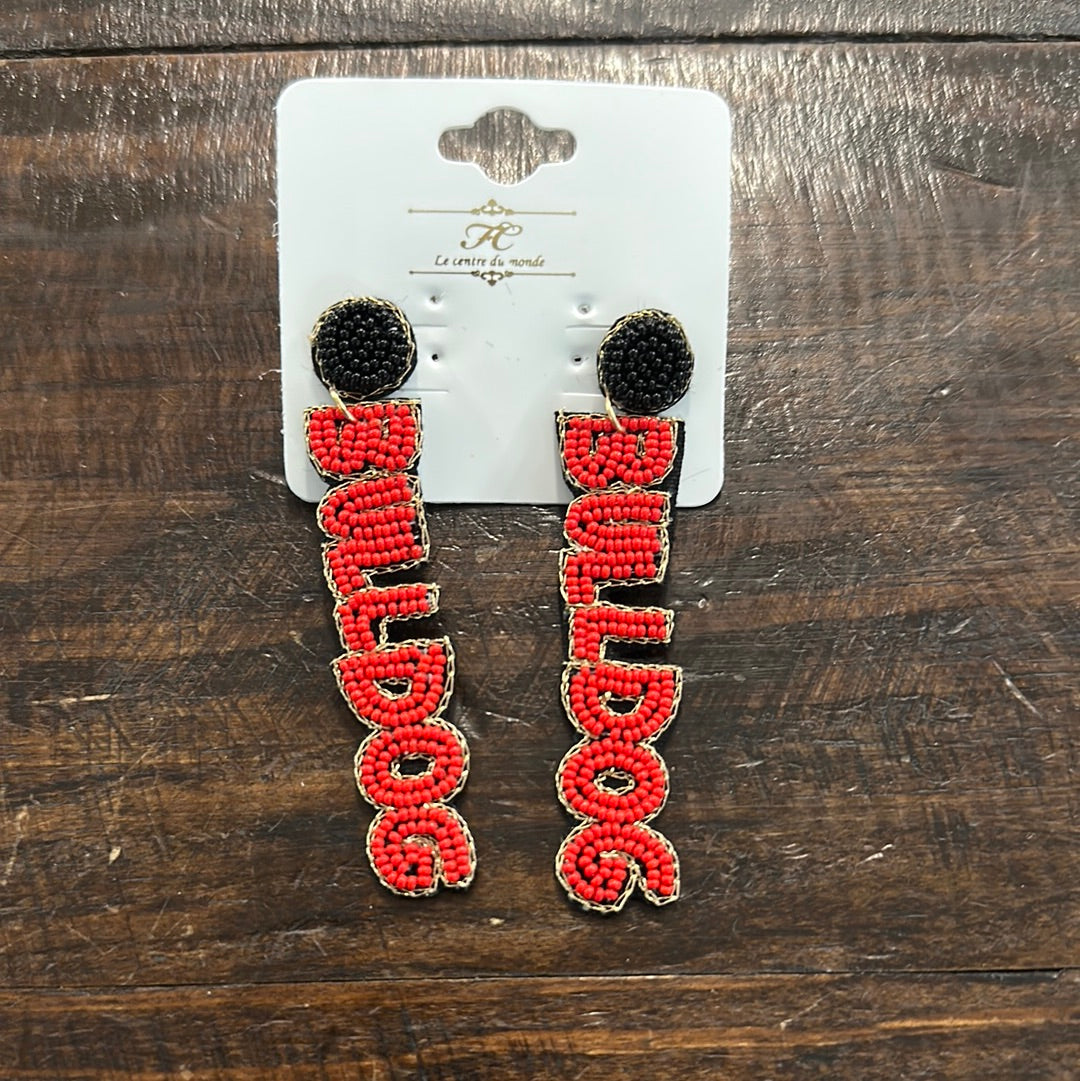 Bulldog Beaded Earrings