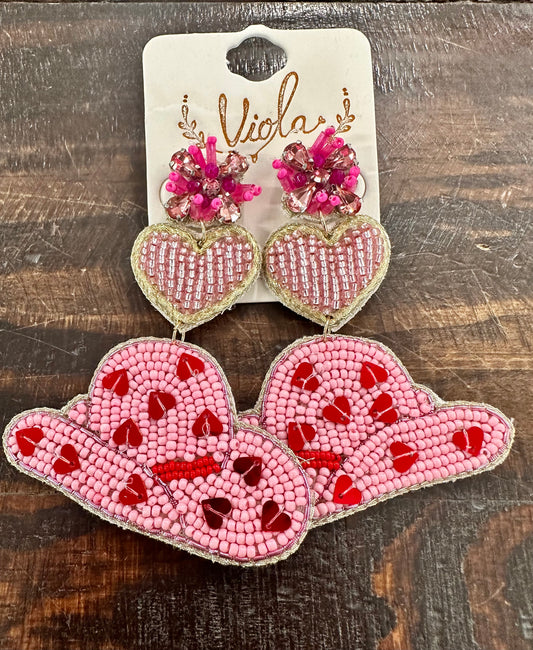 Heart Cowboy Hat Earrings