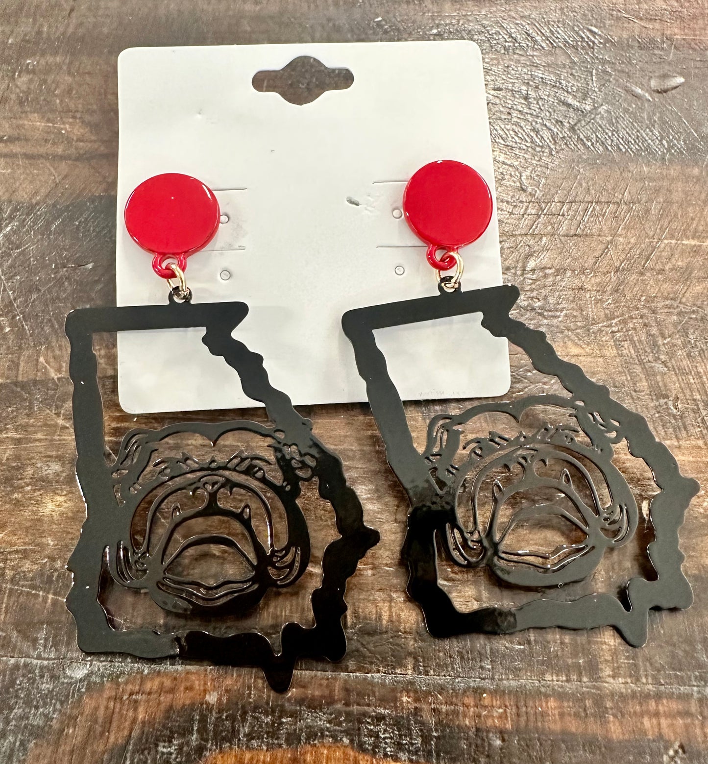 Bulldog & State Metal Earrings