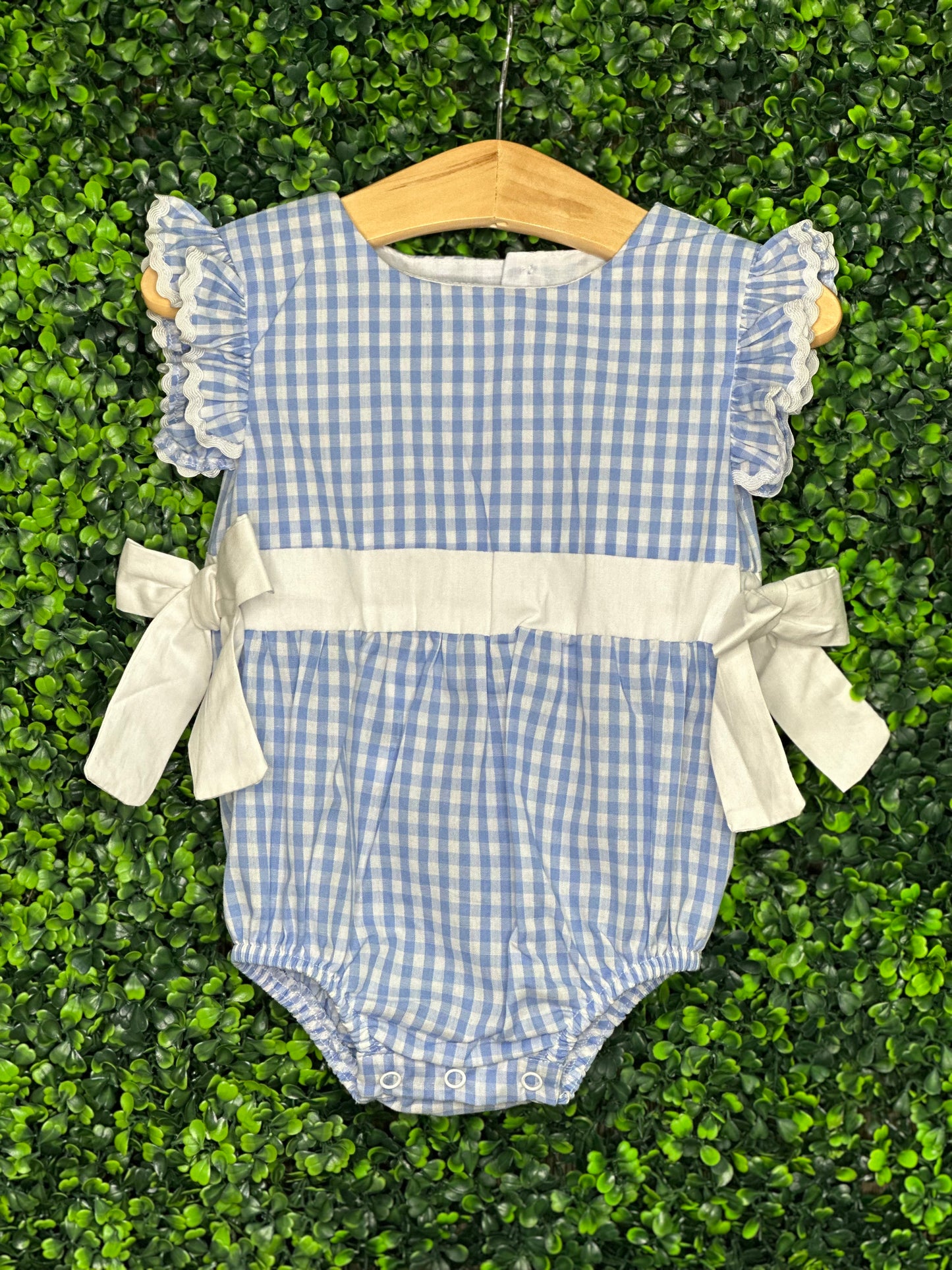 Lil Cactus - Light Blue Gingham Ruffle Bubble