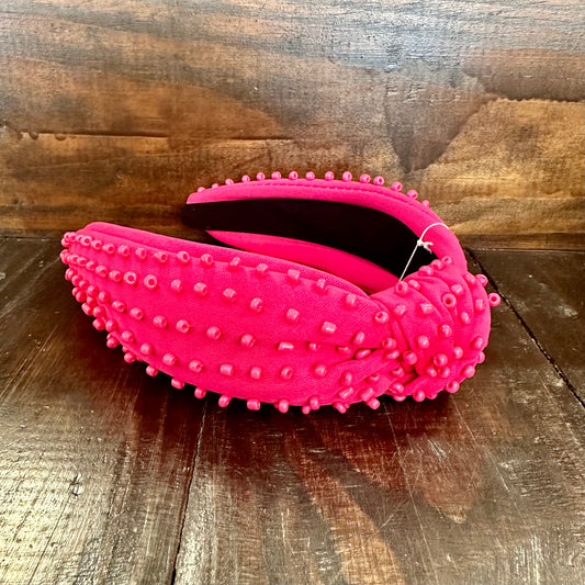 Hot Pink Beaded Headband