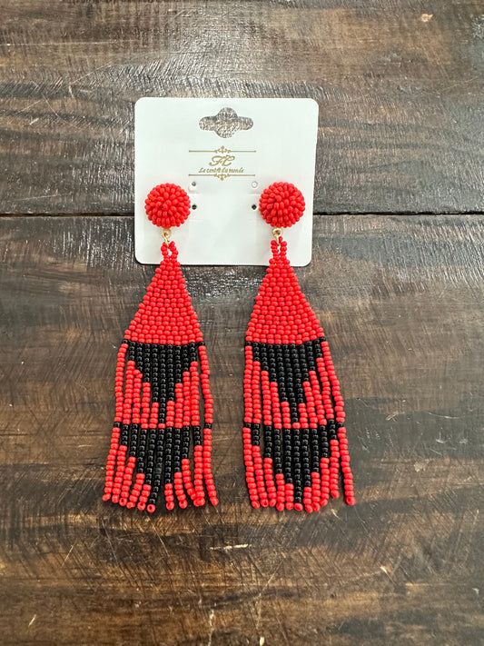 Red/Black Tassel Earrings