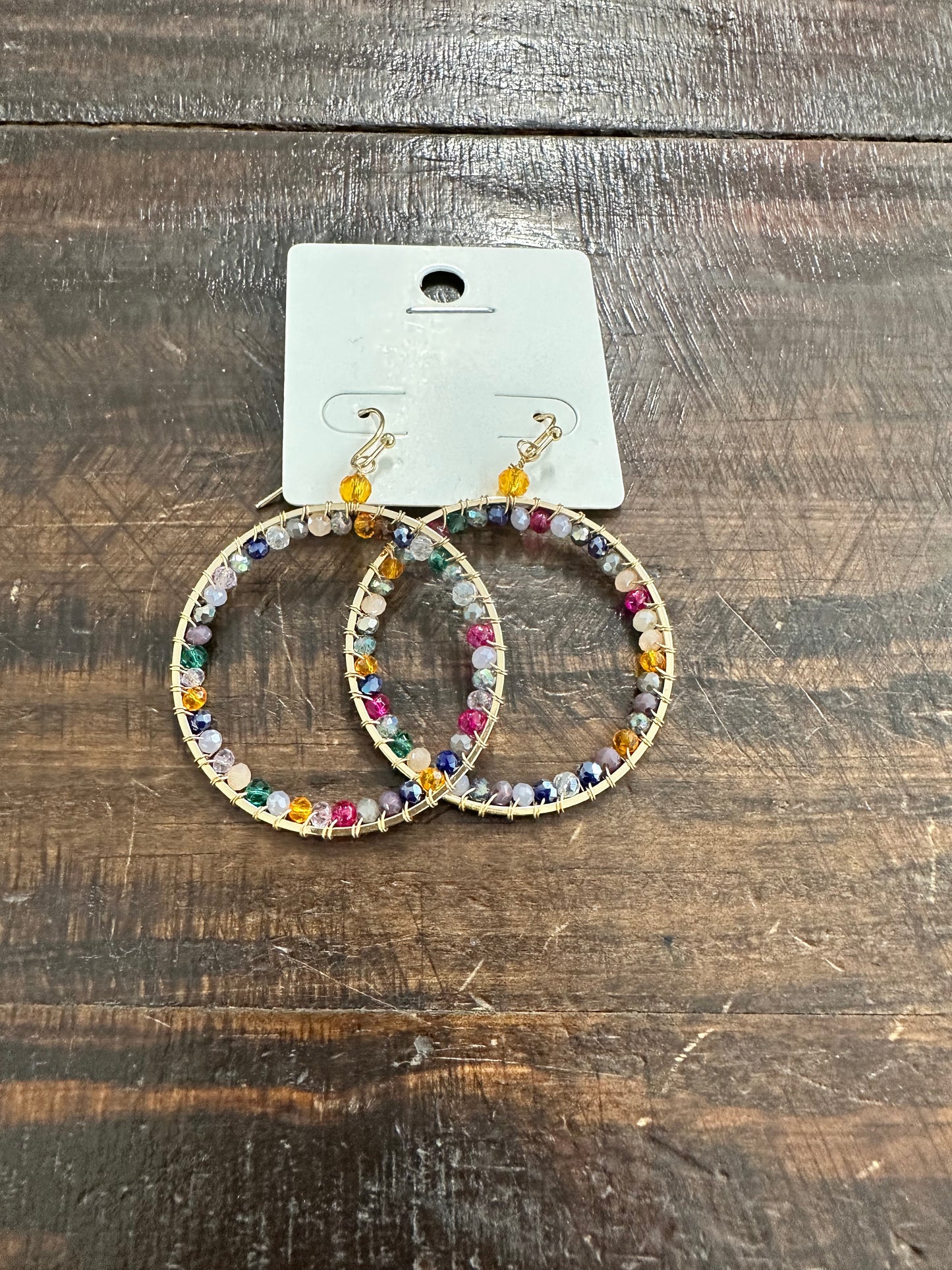 Glass Beads Circle Earrings