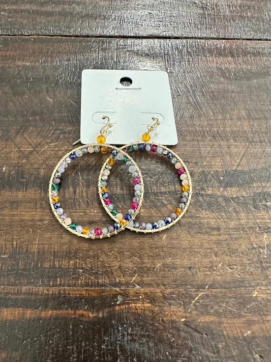 Glass Beads Circle Earrings