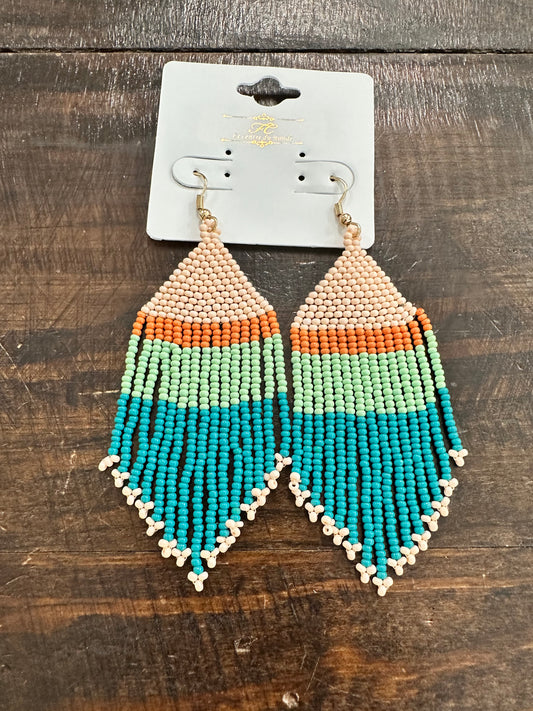 Beaded Color Tassel Earrings