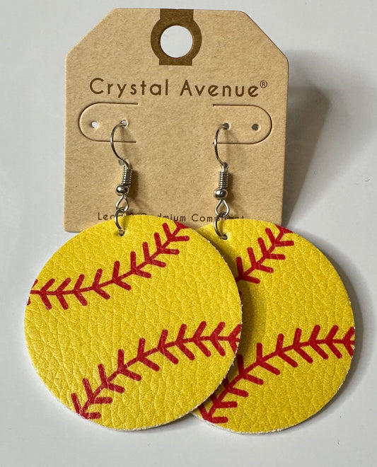 Softball Leather Earrings