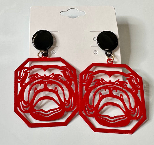 Medium Bulldog Metal Earrings